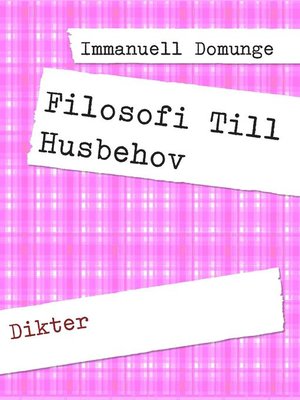 cover image of Filosofi Till Husbehov